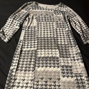 Gray and white work dress